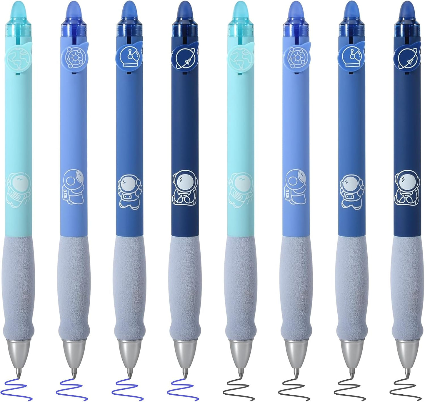 BAYTORY 8Pcs Cute Retractable Erasable Gel Pens, Blue and Black Ink Pen with Eraser Clear, Smooth Writing Comfortable to Use for Note Taking Marking Planner Crossword Puzzles (Blue)