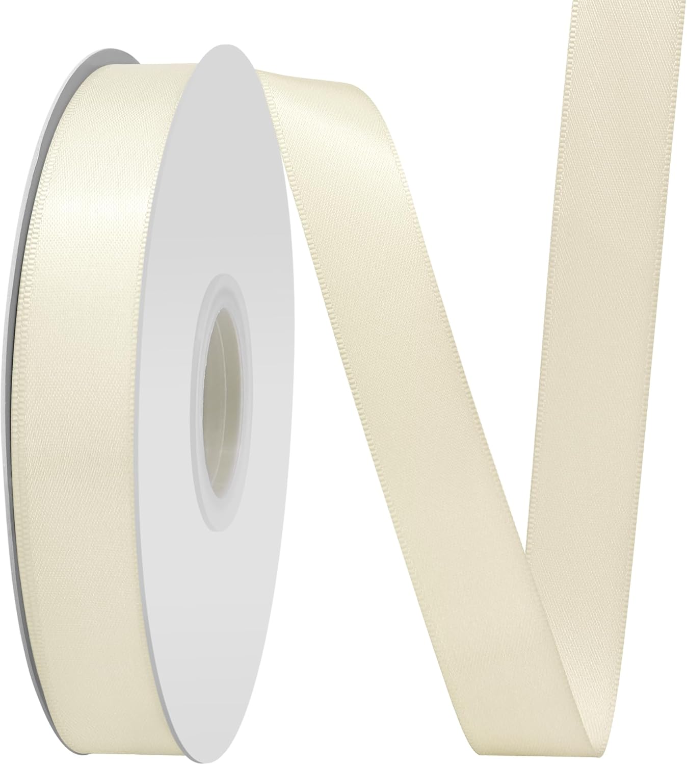 Cream Satin Ribbon 3/4" X 50 Yards Solid Color Double Faced Ribbons Perfect for Crafts Wedding Decor Bow Making Arts Sewing and More