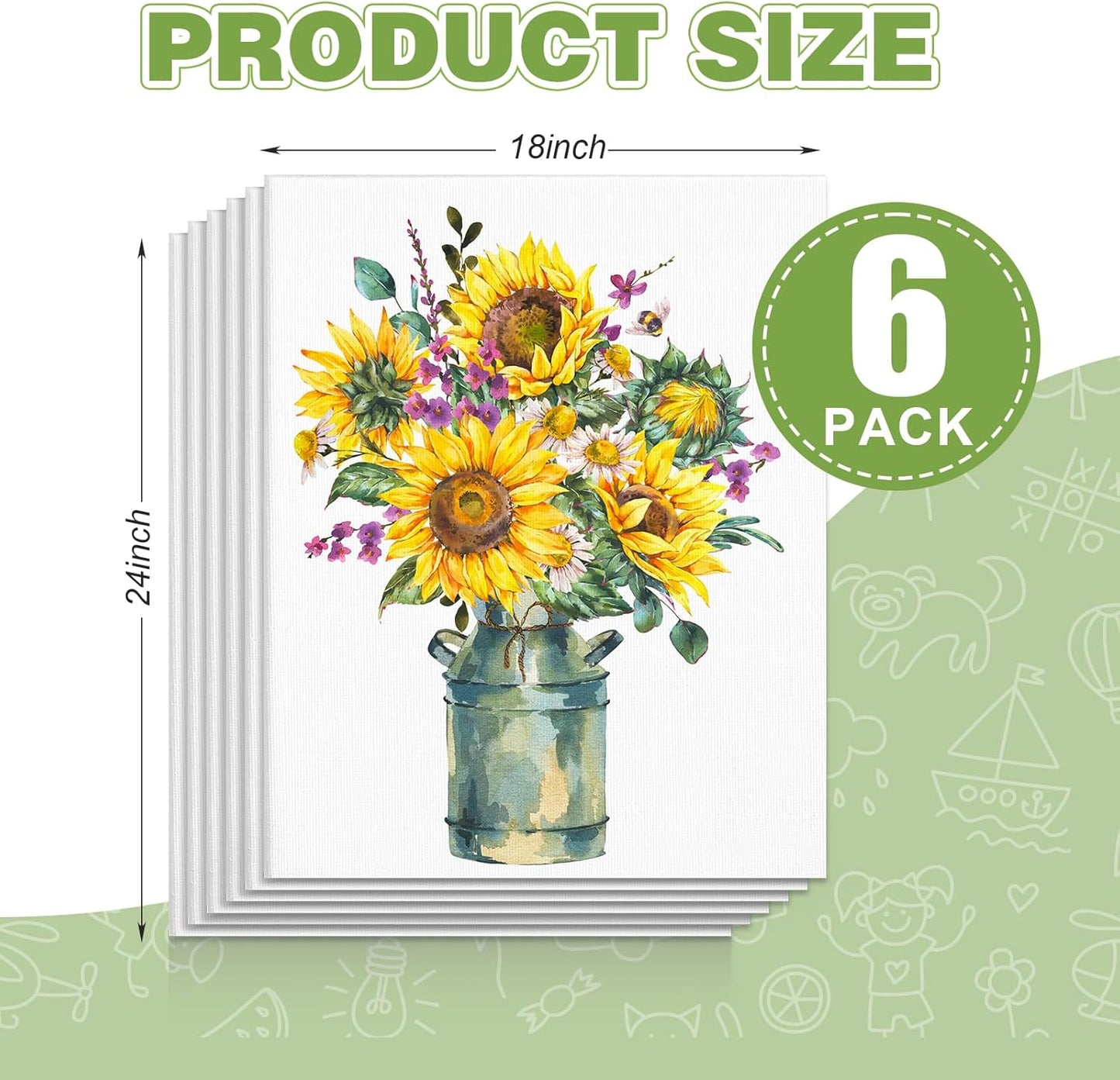 ESRICH Canvas for Painting 18x24 Inch, 6 Pack Canvas Boards for Painting Cotton Primed Acid Free Large Blank Canvases, Canvas Panels for Oil Paint, Watercolor, Acrylic Paint, Gouache and Tempera.