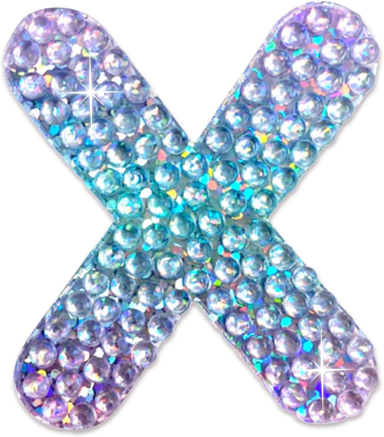 StickerBeans® Rhinestone Alphabet Letter Sticker X - Unique Sparkly Design 2” x 2” Cut-to-Shape Adhesive - Personalization, Collecting, Gifting, Scrapbooking, Decorating Laptops, Phone Cases, All Ages