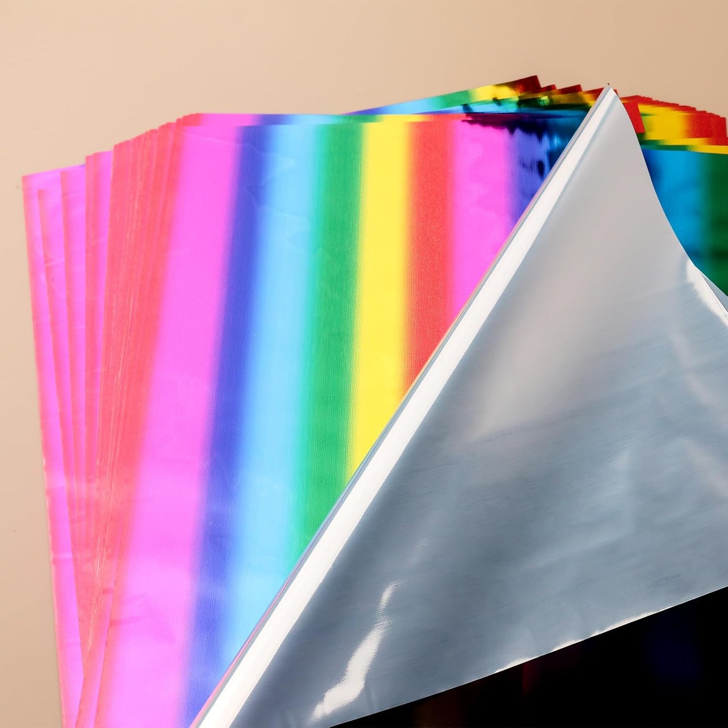 Briartw 20x29cm Hot Foil Paper 50 Sheets Pack Toner Reactive Foil Hot Stamping Foil Paper by Laser Printer and Laminator for Scrapbooking Craft Cardmaking DIY Album (Straight Colorful, 50 Sheets)