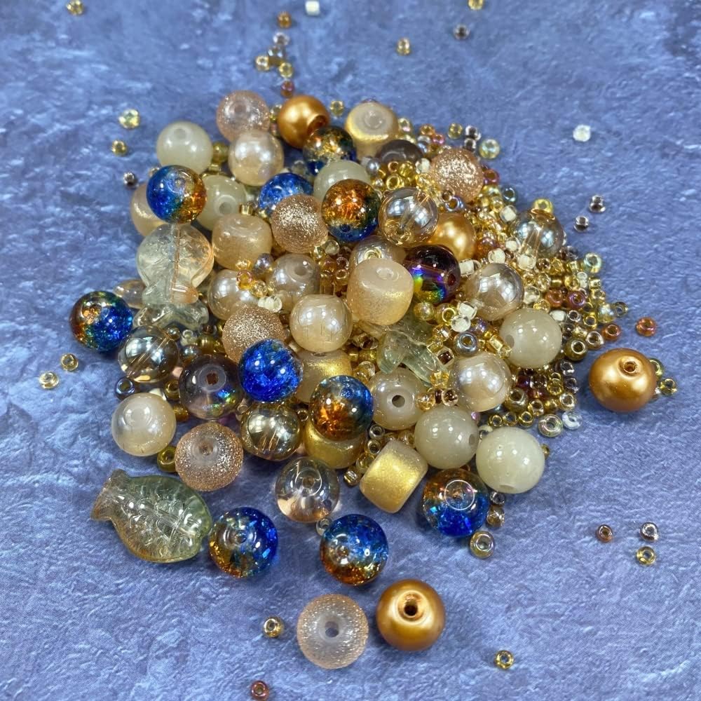 Assorted Glass Resin Beads Multi Size Colors Smooth Cracked Gravel Millet Spacer Beads for Bracelets Necklace Earring DIY Jewelry Making Craft(Scented Tea Series)