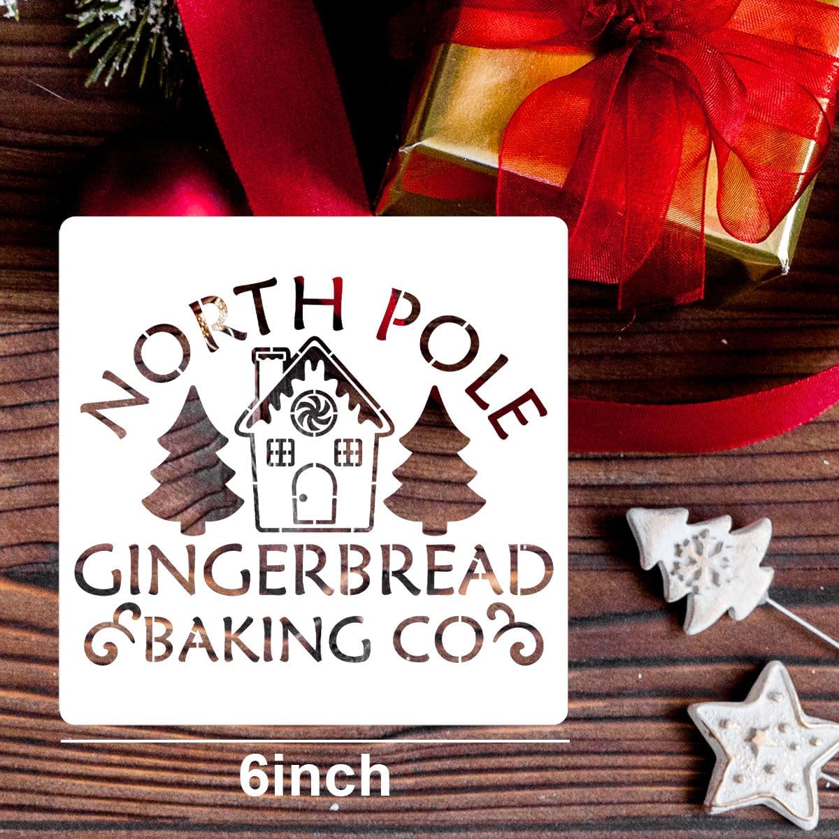 Christmas Stencils for Crafts Reusable 6” Christmas Stencil Xmas Holiday Stencils for Painting on Wood Fabrics Decor