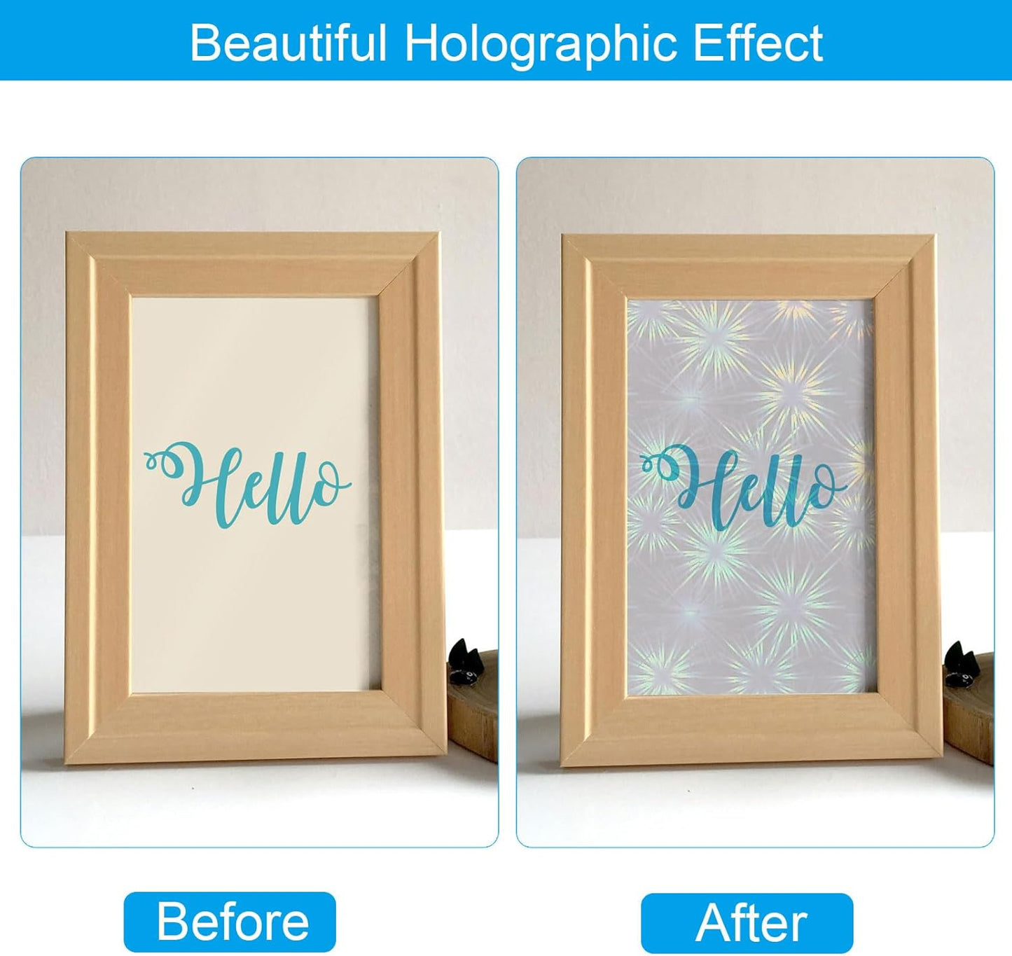 PATIKIL 11.7x8.3" Holographic Sticker Paper, 10Sheets A4 Polypropylene Self-Adhesive Transparent Waterproof Laminate Overlay Film for Photo Cards Scrapbook Decorations, Blossom