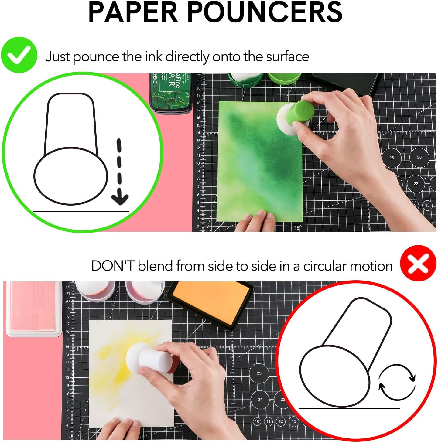 30PCS / Sets Ink Applicator with Storage Cases,Paper Pouncers for Direct Ink Application On Crafts Projects Easily,Inking Sponge for Stamp Ink Distressing, Blending Card Making Crafting Tools