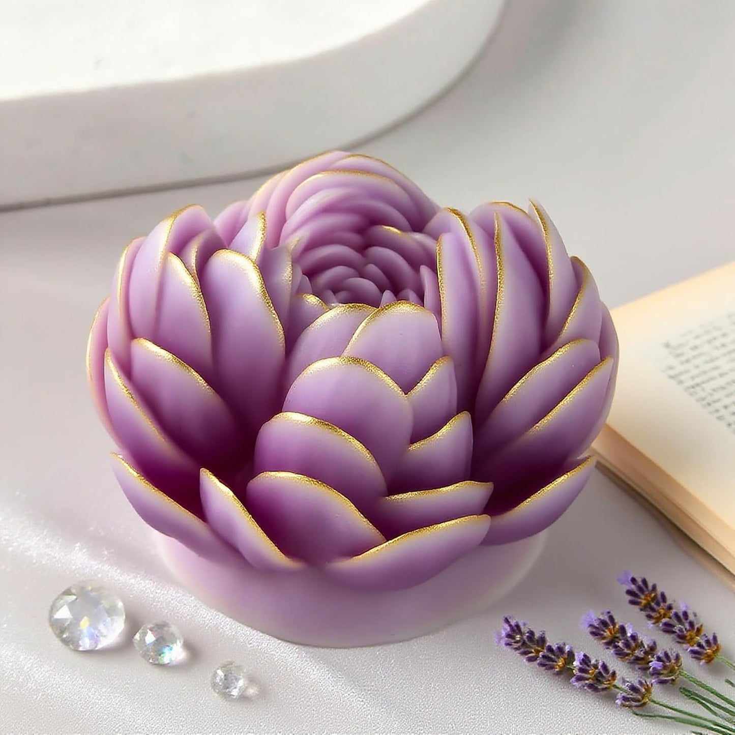 Heart Rose Cylinder Candle & Resin Mold - Resin Casting Silicone Molds for Home Decor & Candle Making Wave Spiral Mold