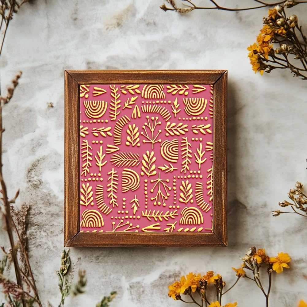 CHGCRAFT 16 Sheets 16 Styles Natural Knitted Texture Polymer Clay Texture Mat Sun Moon Stars Modeling Pattern Pad Bohemian Texture Sheets for Polymer Clay Making Earrings Jewerly Tools, 4×2.6 inch