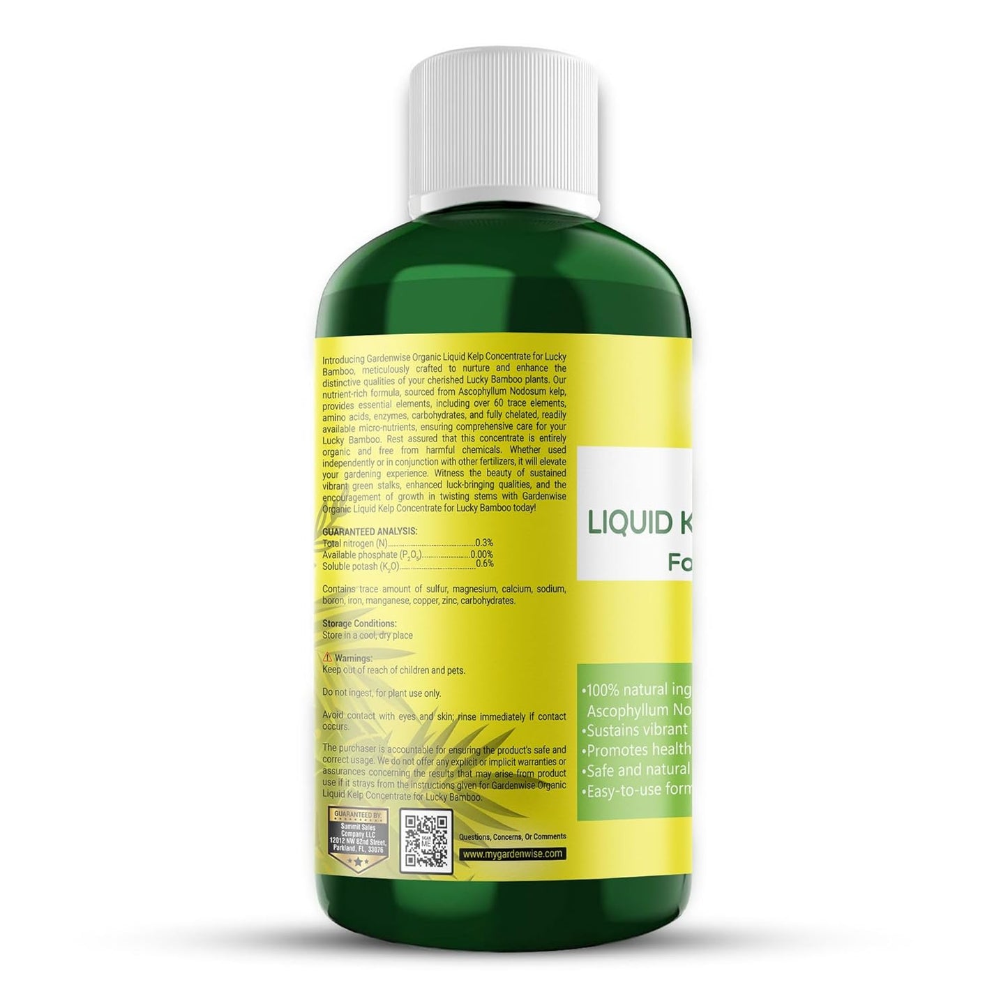 Organic Premium Kelp Seaweed Fertilizer for Lucky Bamboo - Liquid Plant Food - Soil Enhancer - Natural Plant Food (8 OZ)