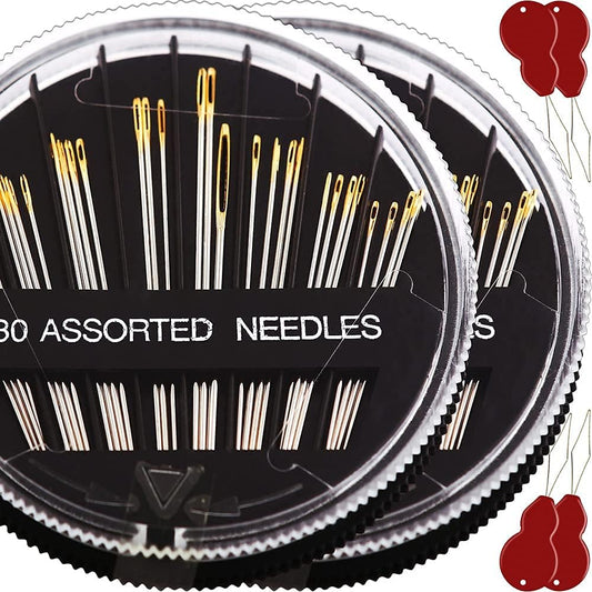 60 Pack, Premium Sewing Needles for Handsewing, Assorted Sizes, 6 Sizes Sewing Sharp Needles, 6 Pcs Big Eye Hand Sewing Needles, Sewing Needles Large Eye, Embroidery Needles for Hand Sewing