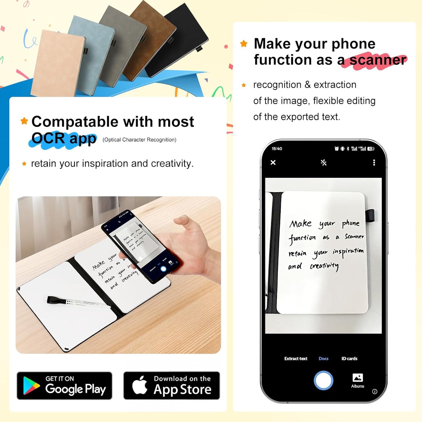 AGM Portable White Board Dry Erase Notebook, 8.4" x 6" Double Sided Folding Whiteboards with 3 Pens, Small Travel Dry Erase Board Skin-Friendly Material for Study, Meeting, Planning, Grey