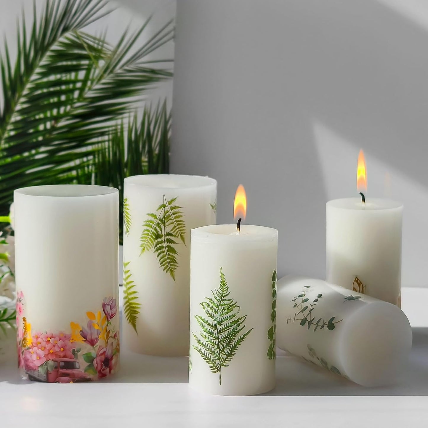 2 Pack Long Pillar Mold - Multiple Style Cylinder - Candle Silicone Wave Spiral Candle Mold - Silicone Resin Casting Molds for Candle & Resin & Soap Craft Supplies