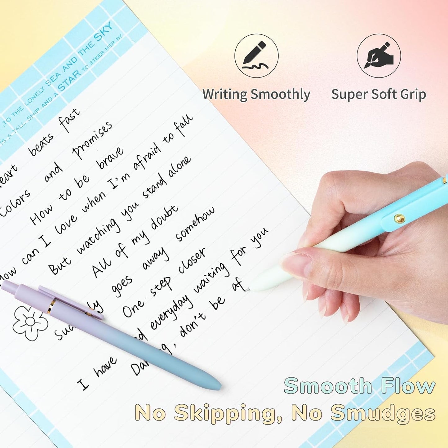 6 Pcs Gel Pens 0.5mm Quick Dry Black Ink Pens Fine Point Smooth Writing Pens, Cute Office and School Supplies Gifts for Women Teacher Students (6 Pcs Ombre Gold)