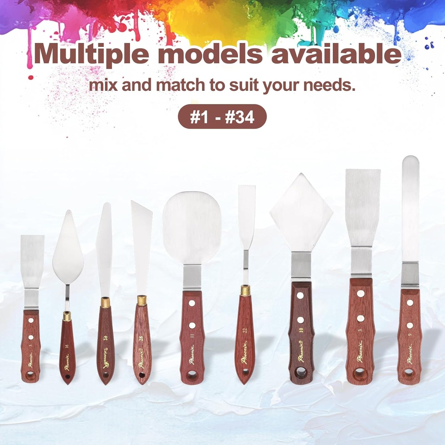 MECCANIXITY Pack of 1 Large Palette Knife No.3, 9.3" Long Palette Knives with Stainless Steel Flexible Spatula Pallet Knife and Wood Handle for Scraping, Mixing, Oil Acrylic Painting Canvas