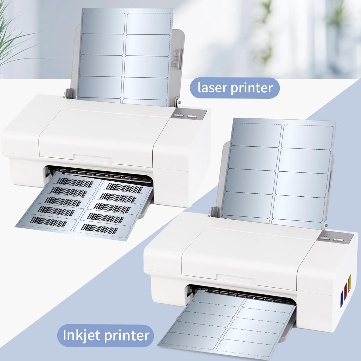 STARLIBOO Shipping Labels Stickers, 2"×4" Printable Silver Mailing Labels for Laser/Inkjet Printing- Matte Silver, Permanent Adhesive Sticker