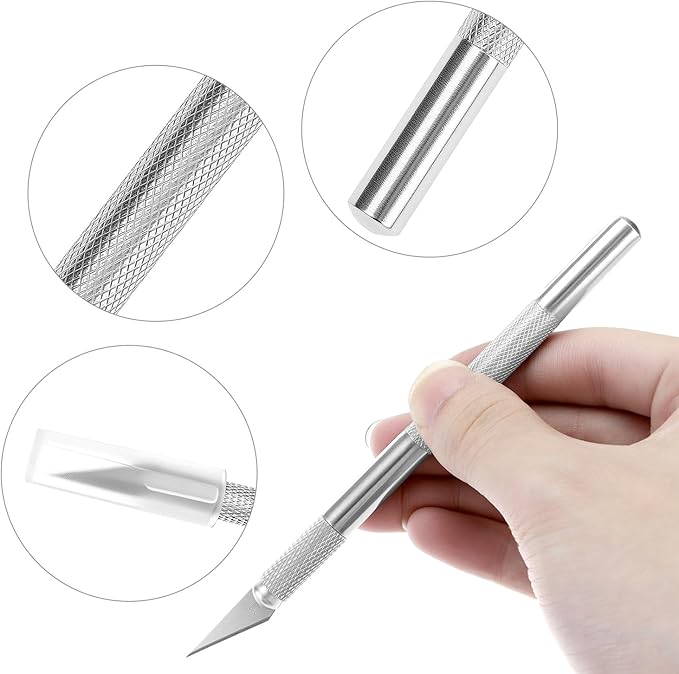 QWORK 15 Pack Hobby Knife, Precision Craft Knife with Safety Caps for Cutting, Engraving, Trimming