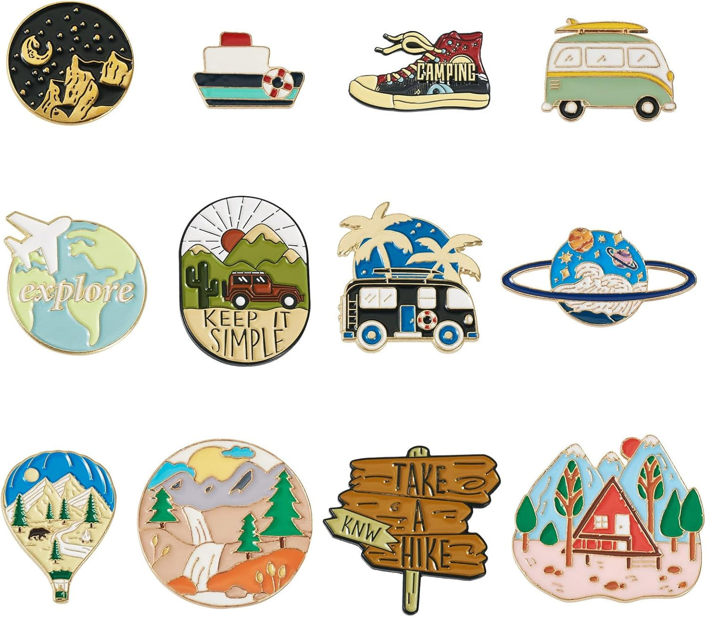 Mixed Enamel Pins for Backpacks, Beadthoven Cute Enamel Brooch Pins Set, Funny Backpack Pins, Aesthetic Lapel Badge Pins Bulk for DIY Clothes Accessories Holiday Gifts
