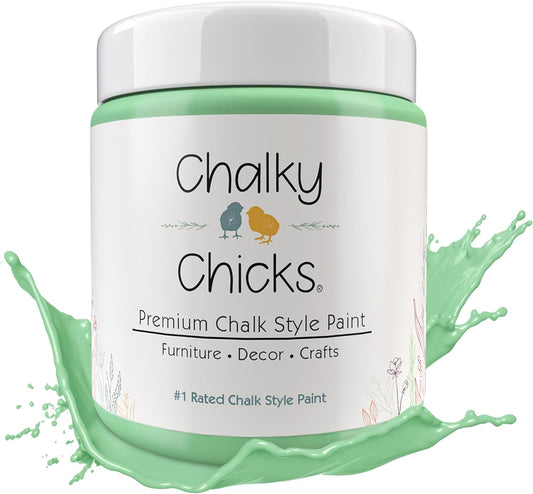 Chalky Chicks All-in-One Chalk Paint for Furniture or Cabinet - 16Fl Oz - Matte Finish Lime Ricki (Lime Green) for Metal, Wood Furniture Paint - No Sanding All-in-One for Home Decor & Crafts, USA Made