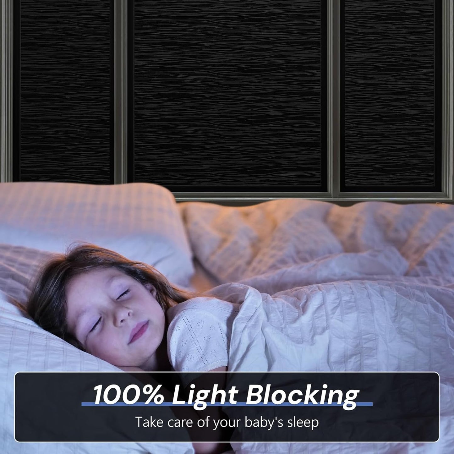 Haton Blackout Window Film, Black Out Sun Blocking Window Cover, Static Cling Frosted Privacy for Glass, Heat Control Darkening Room Coverings Shades Tint for Home Day Sleep, 23.6" x 157.4"