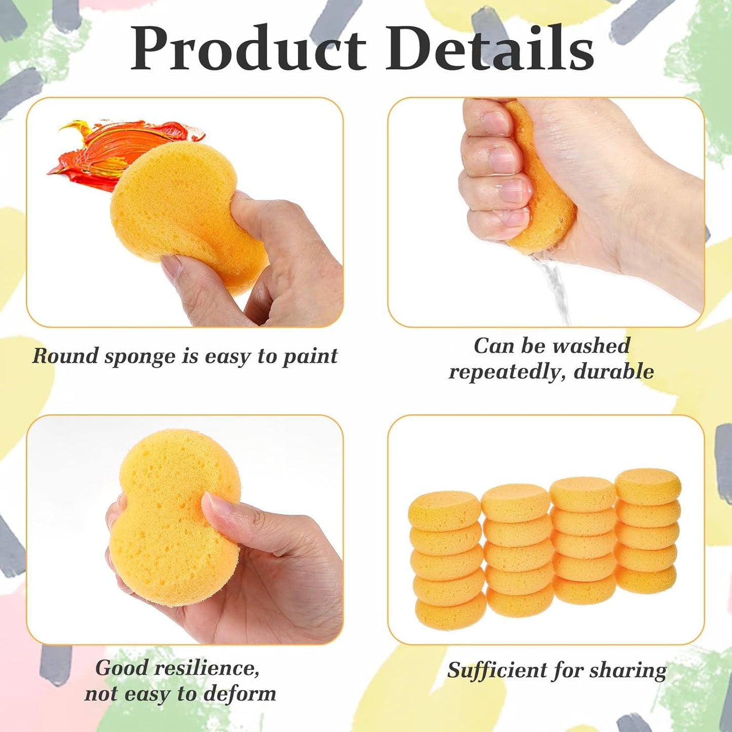 Qianyu 20PCS Pottery Sponges for Clay, Painting Sponge Elasticity Round Cleaning Sponge Soft Water Absorption Soap Sponges for Kitchen Ceramics Household Shoes Leather Care Artists