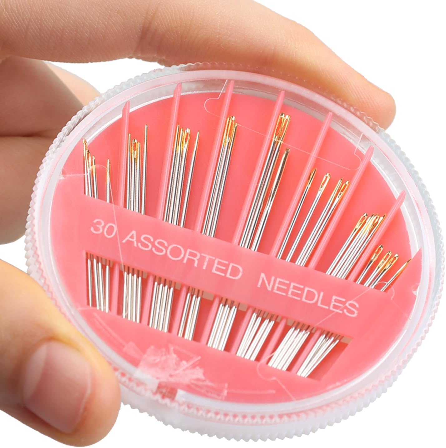 Eketirry 60pcs Premium Hand Sewing Needles, 2 Pack 30-Count Assorted Needles for Sewing Repair, 6 Different Sizes Sewing Needles with 2 Threaders (Pink& Blue,1)
