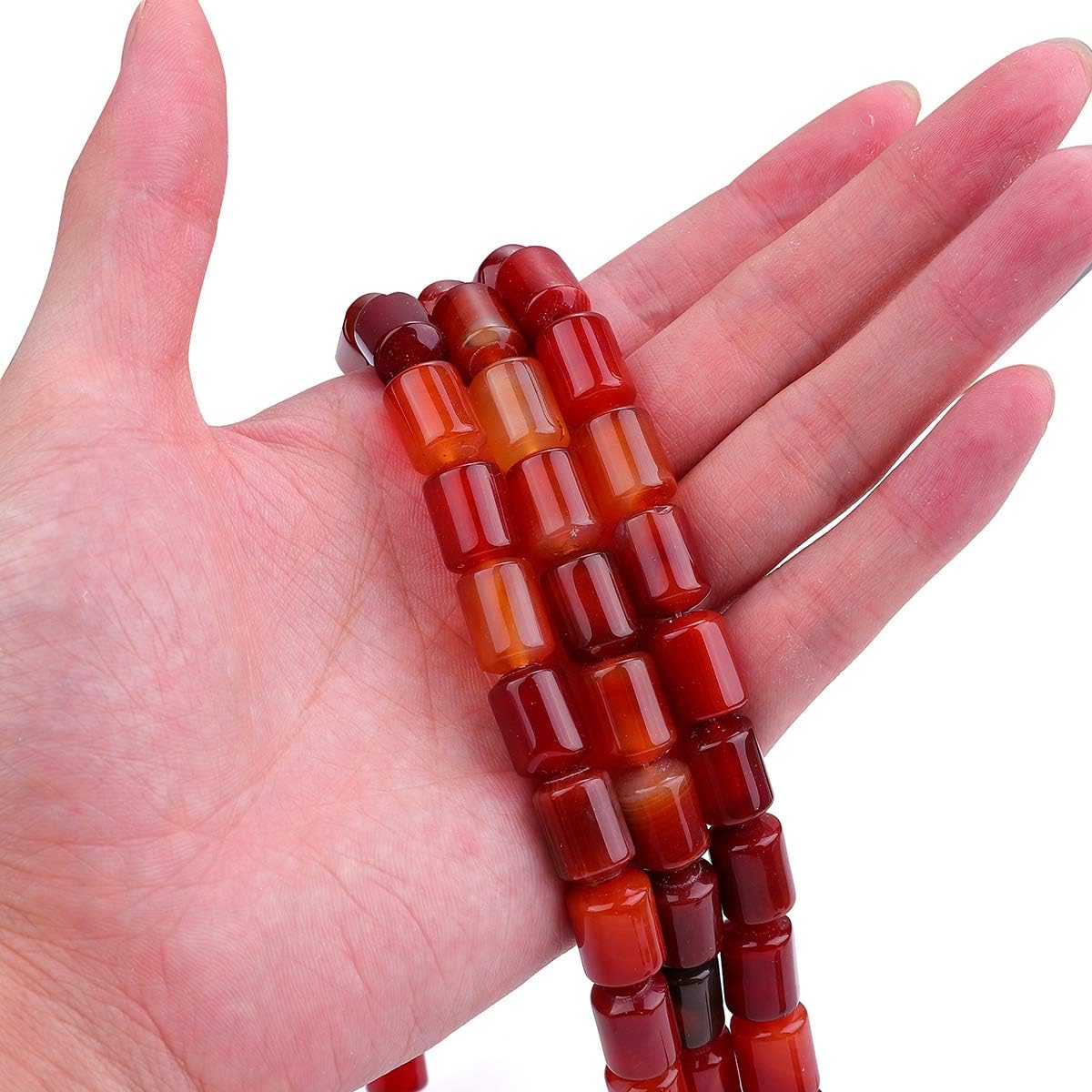 Natural Red Agate Cylinder Stone Loose Semi Gemstone Beads for Jewelry Making 10mmx14mm 38cm