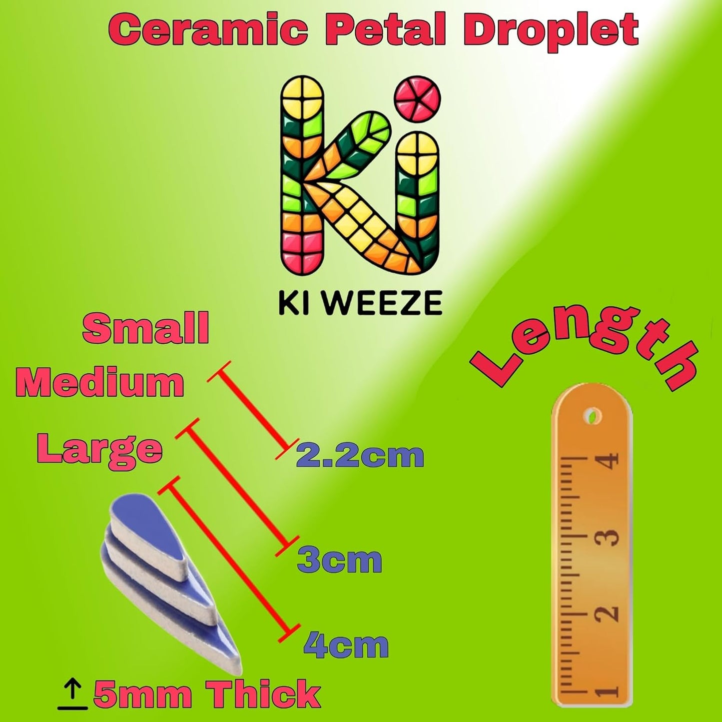 200g Petal Droplet Shaped Ceramic Mosaic Tiles for Crafts, Vibrant Colors, Ceramic Tiles for Mosaic Making Kits, DIY Arts and Crafts (Light Green)