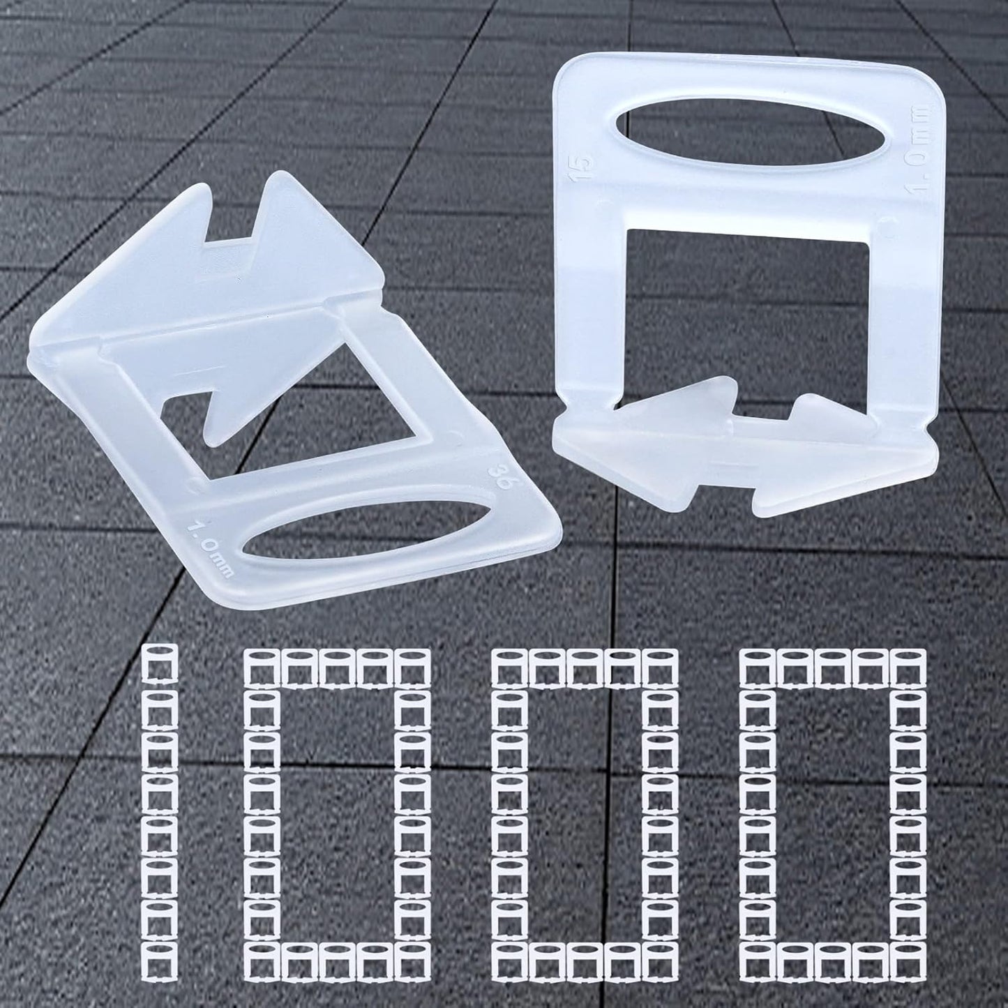 Tile Leveling System Clips Spacers Tile Leveler Clips DIY Tile Leveler Spacers 1000 Pcs 1/32" (1mm) for Professional Ceramic Tile and Stone Installation (1000 1/32")