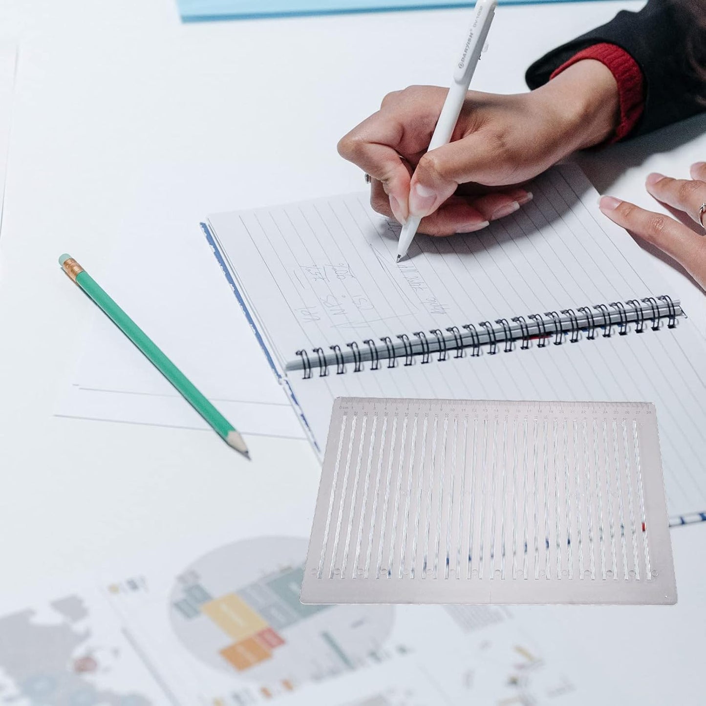 Ciieeo Lettering Stencils Straight Line Stencil Calligraphy Paper Address Stencil for Envelope Small Ruler for journaling Template Ruler Plastic