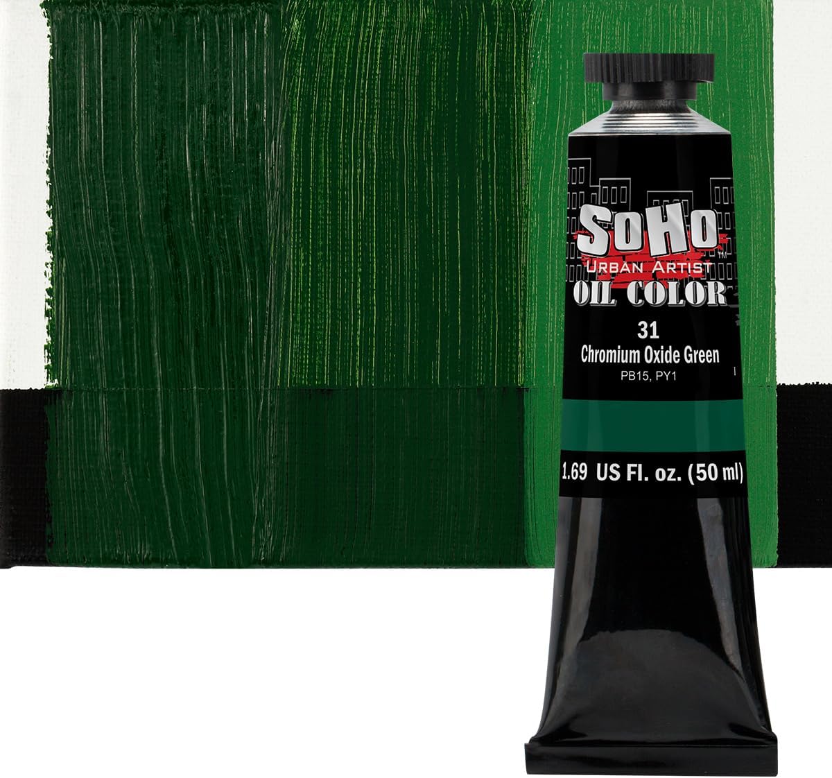 Soho Urban Artist Oil Paint - Chromium Oxide Green, 50 ml Tube - Best Valued Oil Colors for Painting, Excellent Pigment Load