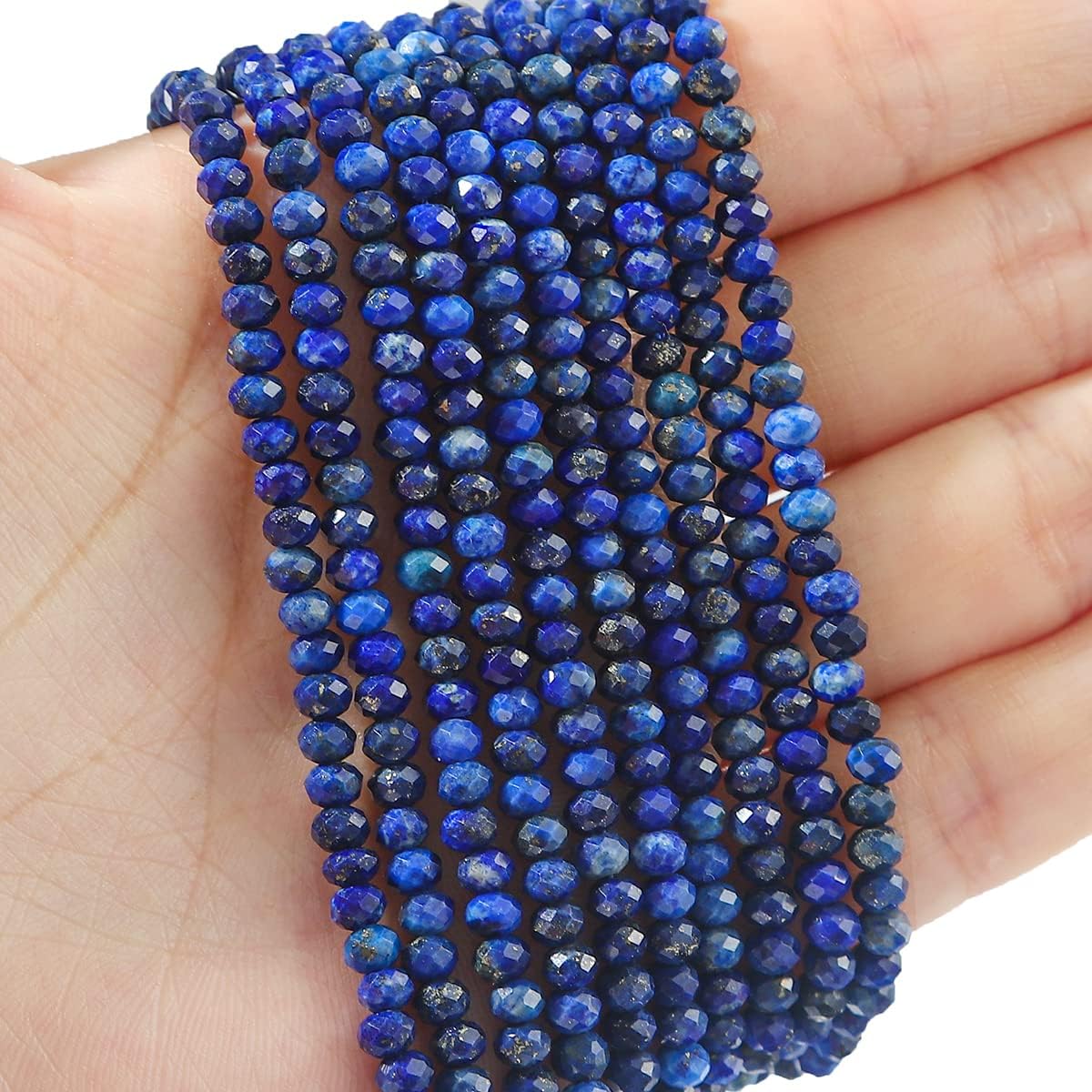 Natural Lapis Lazuli Beads 4x2mm 120pcs Faceted Rondelle Loose Semi Gemstone Beads for Jewelry Making Design