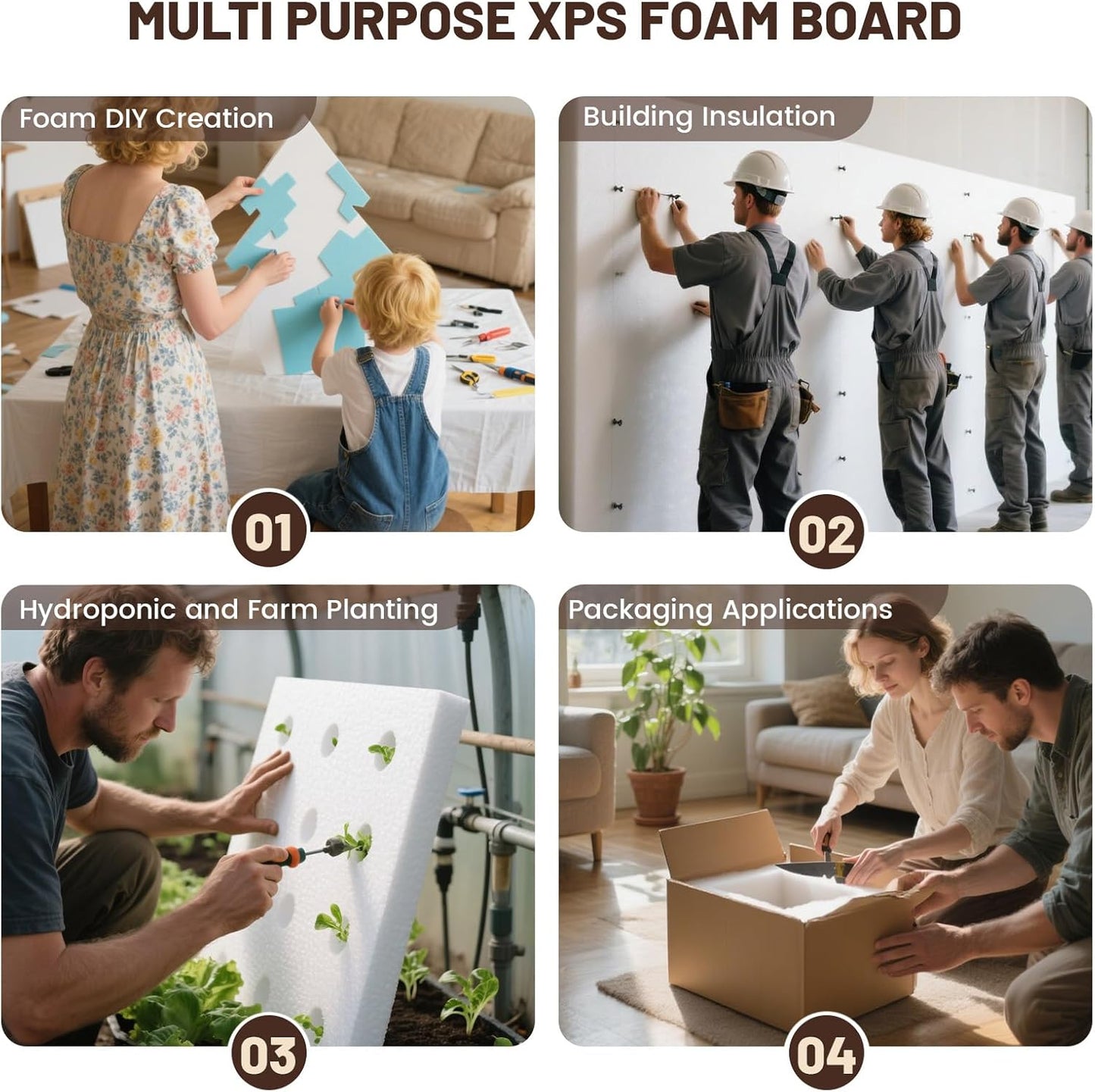 Gvereld High Density XPS Foam Board,10 Pack 11.7x7.8x0.4in Polystyrene Craft Foam Sheets, Rigid and Easy to Shape,DIY Modeling Art Projects, Party Decoration, Cosplay Prop Production, Heat Insulation