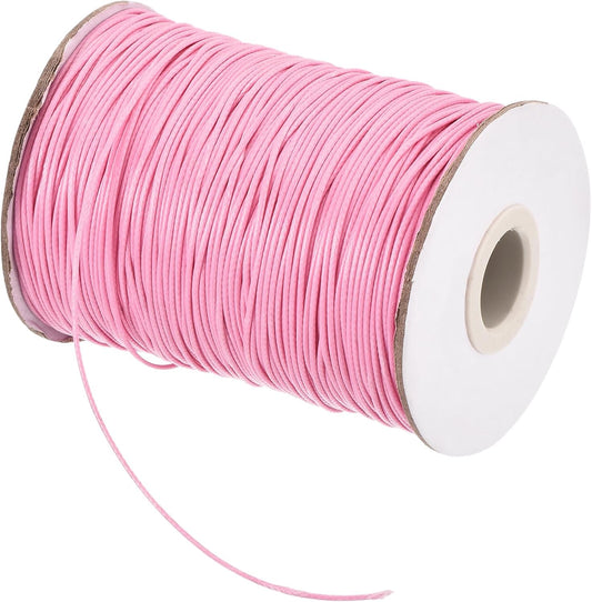 MECCANIXITY Waxed Cord 1.2mm Waxed Polyester Cord 175 Yard Wax String for Bracelet Making,Necklaces, Beading,Jewelry Making and DIY Crafts(Dark Pink)