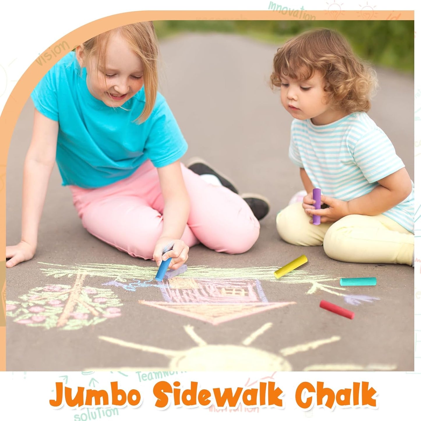 20 Pcs Sidewalk Chalks for Kids Non Toxic Jumbo Chalk for Party Gift Outdoor Art Classroom Play Painting (Multicolor)