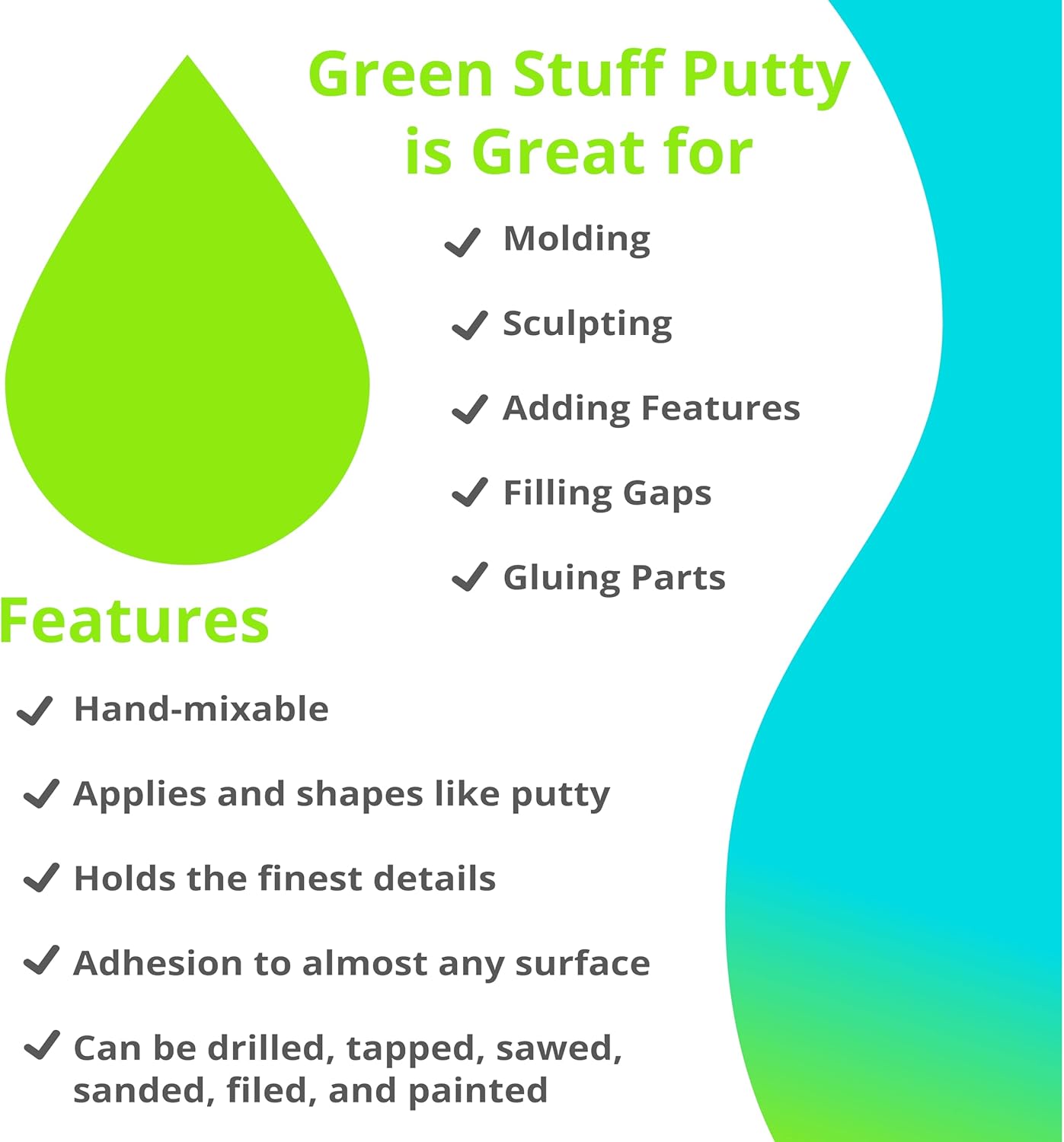 Green Stuff Putty - 12 Inches - Epoxy Putty for Miniatures, Sculpting, and Modeling - Original Kneadatite Greenstuff