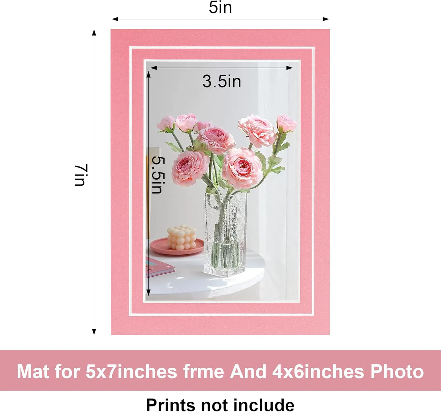 HOTUO 10 Pack 5x7 Colorful Picture Mats, 4 Ply Thickness Frame Mattes for 4x6 Photo, Photo Mat with Core Bevel Cut(Colorful with V-Groove)