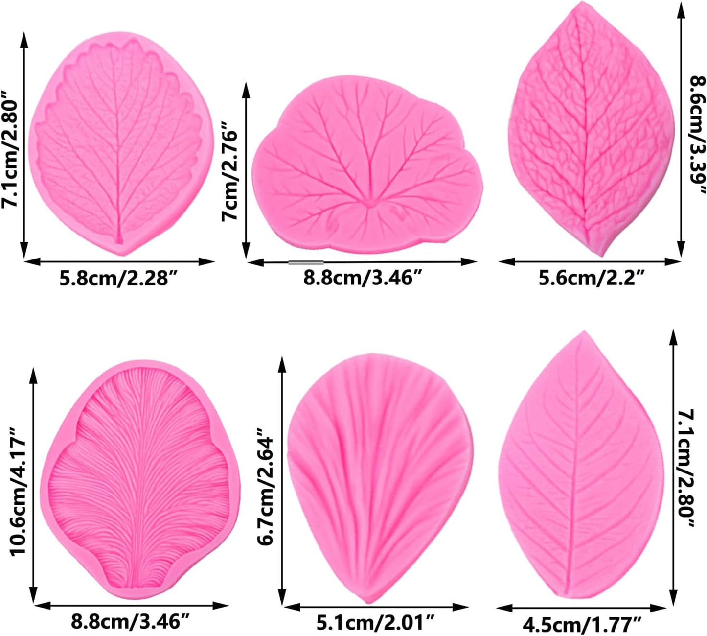 Flower Silicone Veiner Mold Set, Fondant Flower Veining Mold Tulip Orchid Molds Sugar Gum Paste Molds Cake Decoration Tool for Tulips Hibiscus Rose Leaf