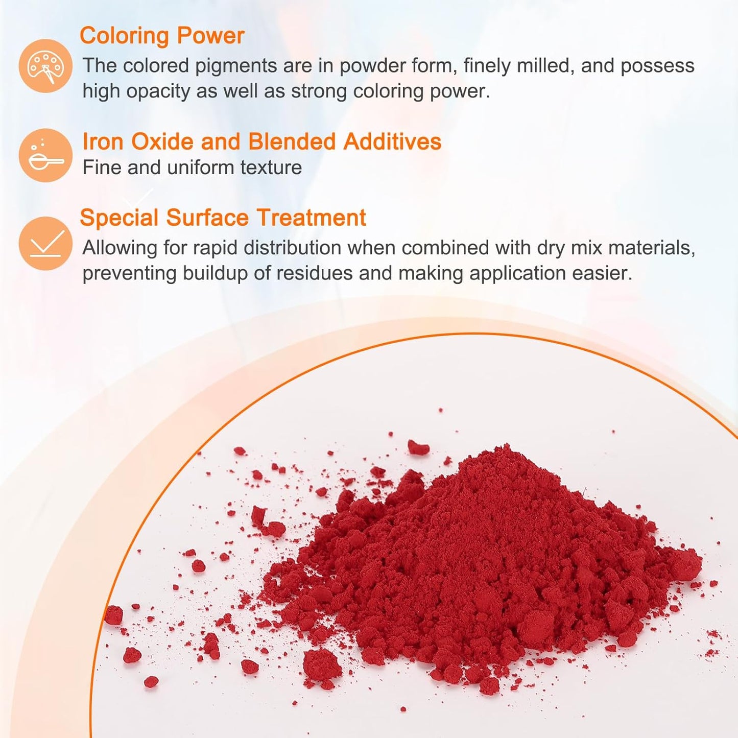 HARFINGTON Iron Oxide Powder Concrete Pigment 600 Mesh 3.5oz (100g) Iron Oxide Grout Pigment for Pastel Tile Paint Concrete Cement, Vermilion