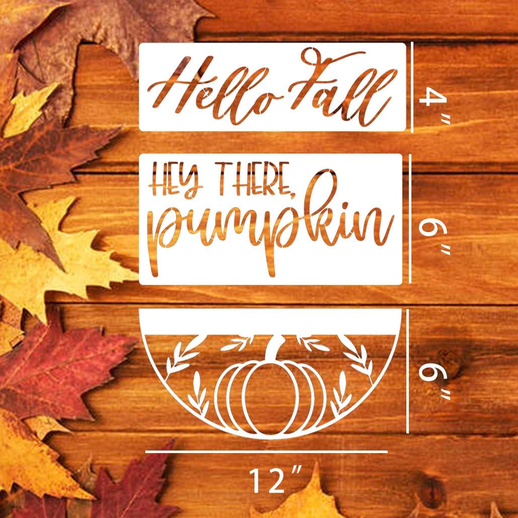 Fall Stencils for Painting on Wood Pumpkin Stencil Fall Leaves Maple Stencil Half Round Hello Autumn Drawing Templates for Door Porch Hanger Fall Wreath Home Decor