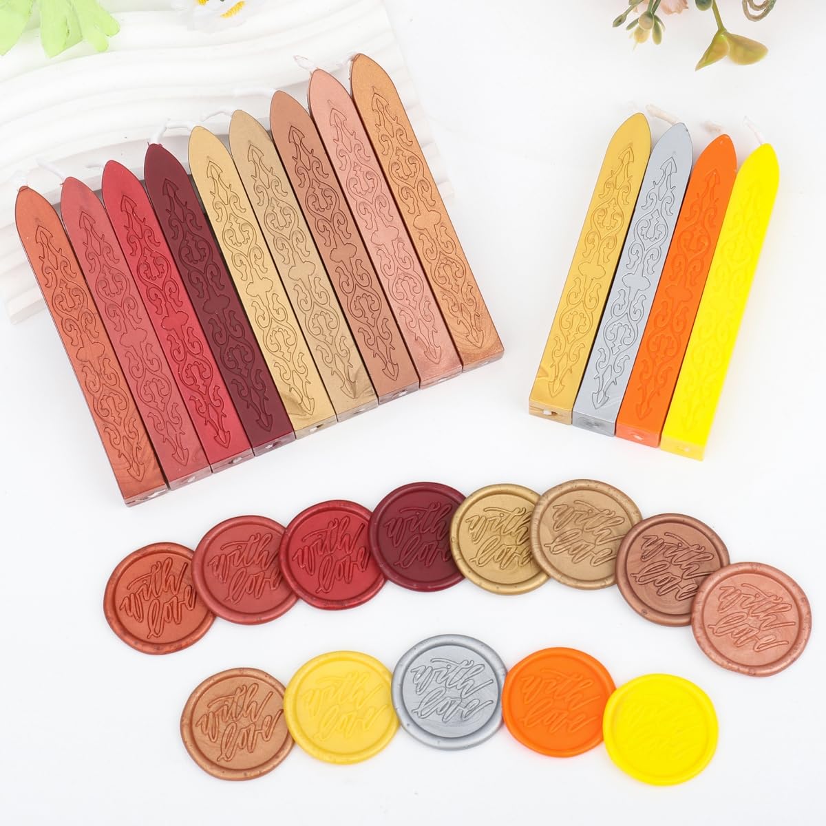 26Pcs Wax Seal Sticks with Wicks, Assorted Colors Wax Sealing Sticks Great for Letter Seals Waxing Stamp Wedding Invitations, Packaging Decoration (26)