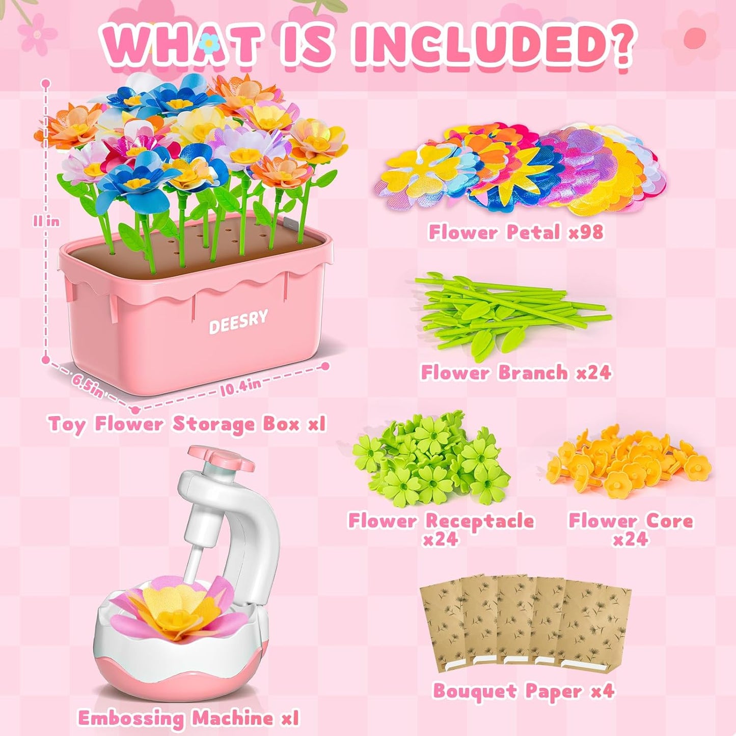 Deesry Fabric Flower Bouquets Toys, DIY Flower Craft Kits Year, Flowers Market Toy, Educational Arts & Crafts Toy, DIY Creative Activity As Christmas Birthday Gift for 4 5 6 7 8 Year Toddler Girl-02