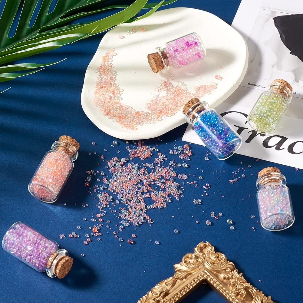 240g Mini Glass Bubble Beads 0.6-3mm Droplet Fillers Crystal Micro Caviar No Hole for Resin Inclusion DIY Pendant Jewelry Crafts Nail Art Decoration, 8 Colors