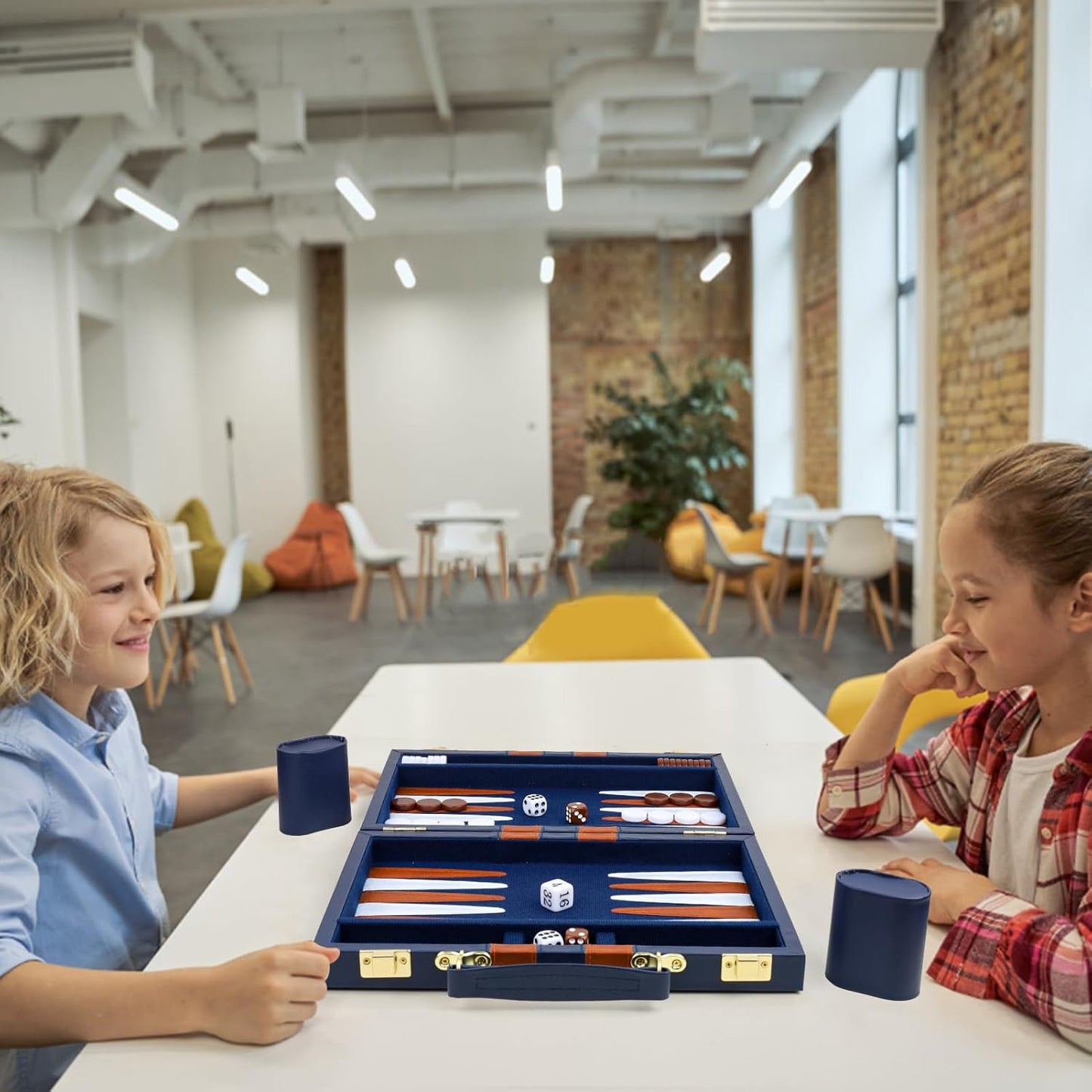 Backgammon Set 2 Players Classic Backgammon Sets for Adults Board Game with PU Leather Case Portable and Travel Backgammon Set (Navy, 18inch)