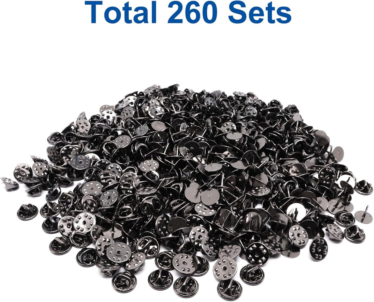 260 Set Pin Backs, Blank Pins Scatter Butterfly Clutch Pin Holder Enamel Pins Locking Backs Tie Tacks Jewelry Backings Clasp for Brooch Lapel Hat Uniform Badges Tie Tack (10mm, Black)