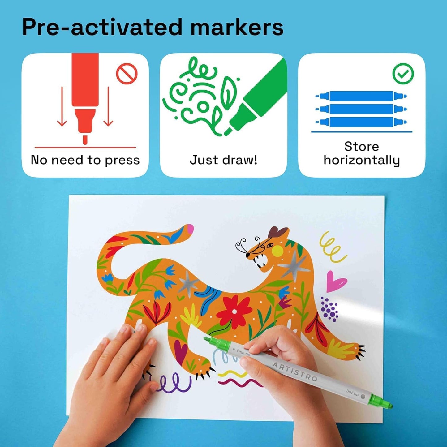 ARTISTRO 2 Silver Dual-Tip Acrylic Paint Pens - Multisurface Markers for Glass, Rock, Fabric, Wood, Plastic & More - 5mm Dot + 1mm Fine Tips