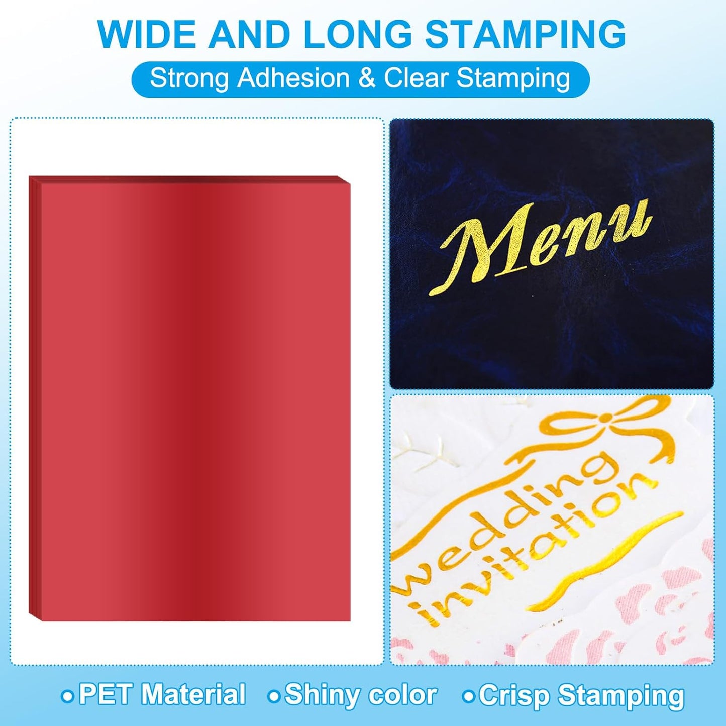 PATIKIL 11.7x8.3" Hot Stamping Foil Paper Sheet, 20 Sheets A4 Heat Transfer Hot Stamping Paper Foil for Leather DIY Logo Decor Craft Gift Package Scrapbook Card, Red