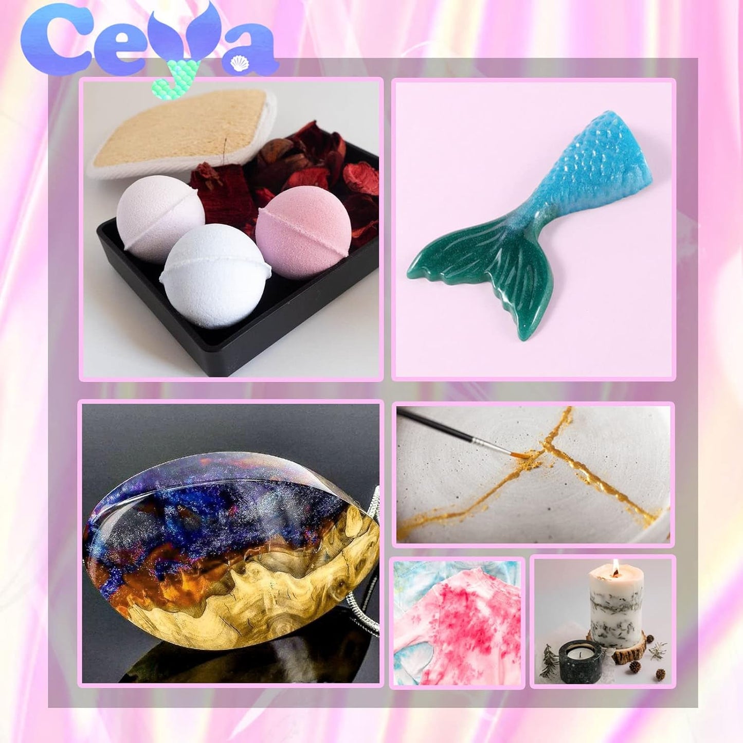 Ceya Mica Powder, 5.3oz/ 150g Shimmer Ghost Blue Pearlescent Effect Colorant Pigment Powder for Epoxy Resin, Tumblers, Slime Bath Bomb, Soap, Slime, Candle, Resin Crafting, Paint, Jewelry, Nail Polish