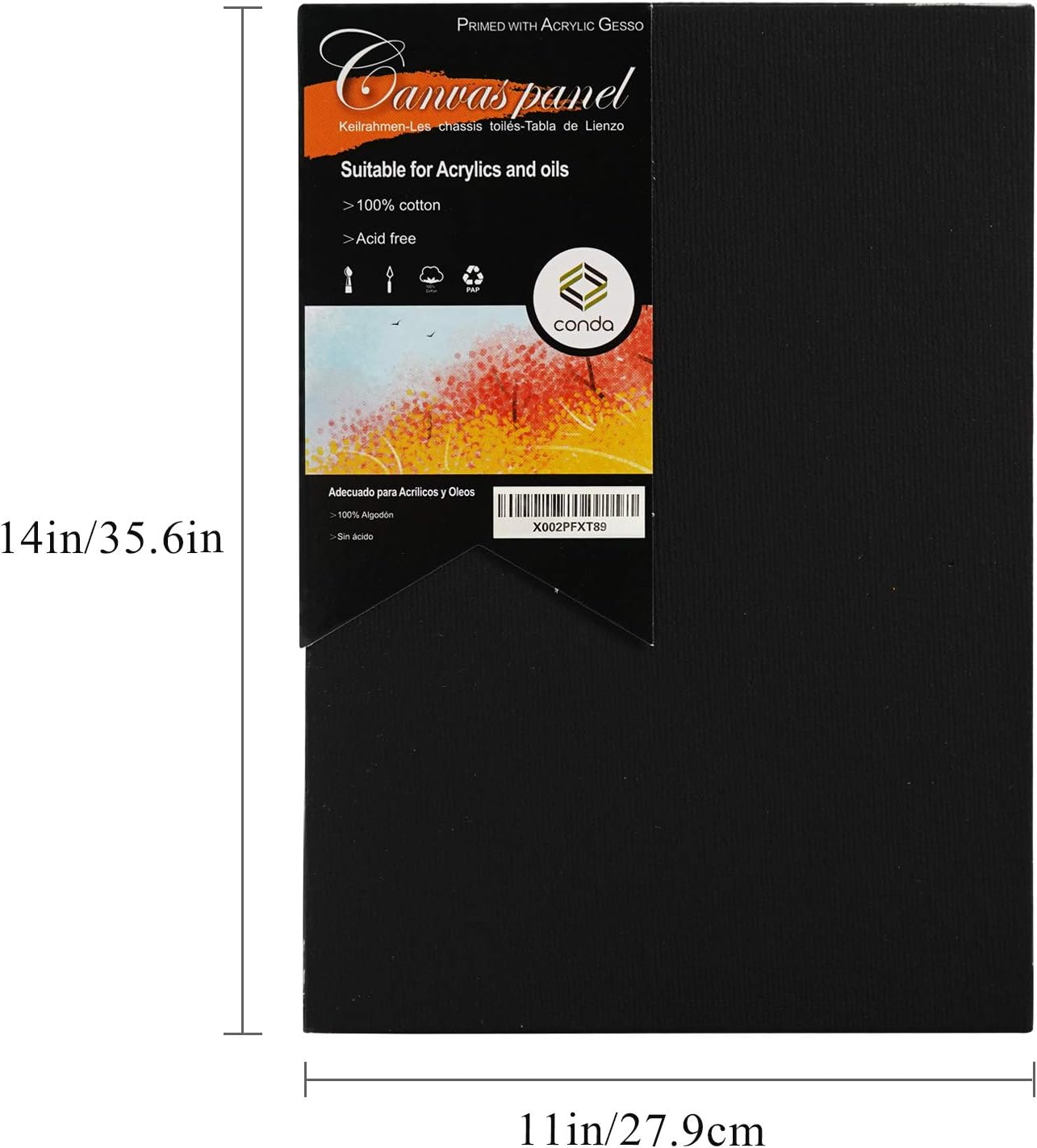 CONDA Black Canvases for Painting 11x14 inch, Pack of 14,100% Cotton Acid-Free, Canvas Panels, 8 oz Gesso-Primed, Art Boards for Oil & Acrylic Painting