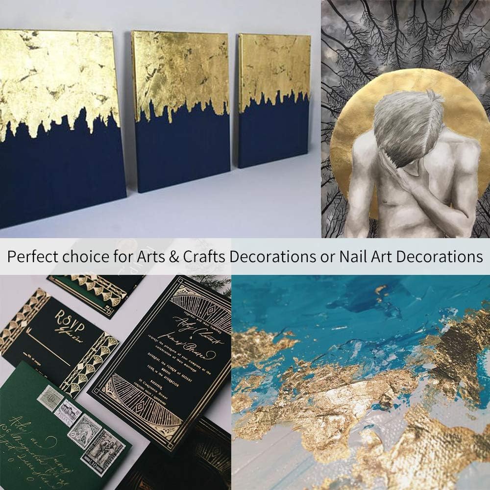 KINNO Gold Foil Leaf Sheets - Imitation Metal Leaf Papers 5.1" by 5.3" Multipurpose for Arts, Slime, Handcrafts, Gilding, Nail Arts, Decorations (200 Sheets, Loose)