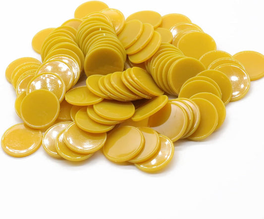 Set of 100 Opaque Plastic Learning Counters Mini Poker Chips Game Tokens with Storage Box (Goldenrod, 1.58 Inch)