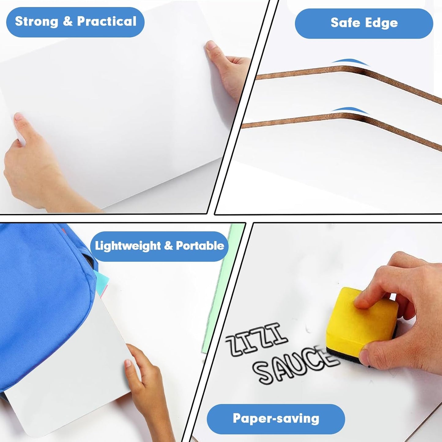 Dry Erase Lapboards, HERKKA 8 Pack Double Sided Small Dry Erase Whiteboards 9 x 12.5 Inch with 8 Erasers, Small Dry Erase Boards for Classroom Teacher Supplies, Personal White Boards for Students